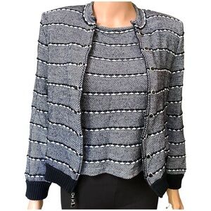 St. John Collection Knit Cardigan Jacket Sleeveless Top Set **Shrunken**